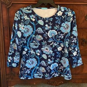 NWOT J. McLaughlin Blue Floral Top Medium